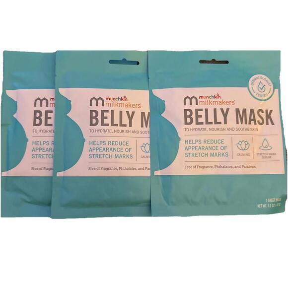Munchkin Milkmakers Belly Mask Reduce Stretch Marks 3 Sheet Masks NIP - Picture 1 of 6